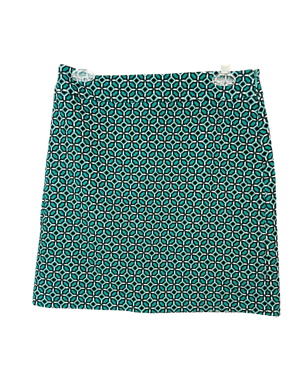 ANN TAYLOR LOFT WOMEN'S TEAL PRINT PENCIL SKIRT Size 2 A LINE